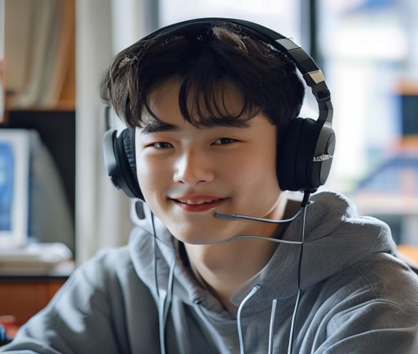 온라인 영어 수업 중인 학생